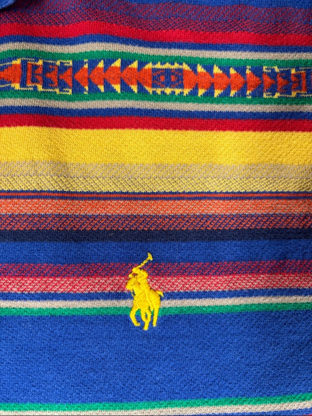 Rare Vintage Polo Ralph Lauren Aztec Southwest Blue Striped Shirt Mens Small